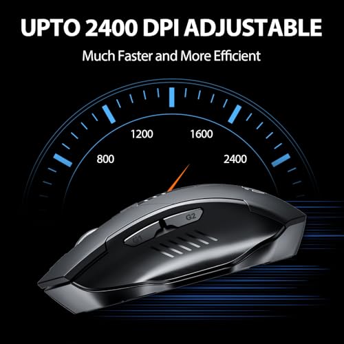 INPHIC Bluetooth Mouse, Upgraded Visible Battery, Rechargeable Bluetooth Wireless Mouse (Dual Mode: BT 5.0+ USB 2.4G), 2400DPI Portable Silent Click Mouse for Laptop PC Computer Mac, Black - color: Black