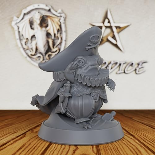 AUSPDICE Amphibious Swashbuckler, 28mm Pirate Captain, DND Miniatures-AS193 | Unpainted Billy Quacks Frog Fantasy Figure for RPG Adventures, Dungeons and Dragons, TTRPG, Tabletop Games and Role Playing