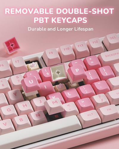 RK ROYAL KLUDGE R75 Mechanical Keyboard Wired with Volume Knob, 75% Keyboard Gasket Mounted, Hot Swappable, Creamy Sound, MDA Profile, PBT Keycaps, Pink - color: pink