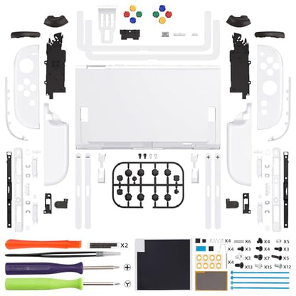 eXtremeRate DIY Replacement Shell Buttons for Nintendo Switch 2, Custom Full Set Rear Back Plate Controller Housing with Buttons for Switch 2 Handheld Console & Joycon 2 - Deluxe Version - White - color: White