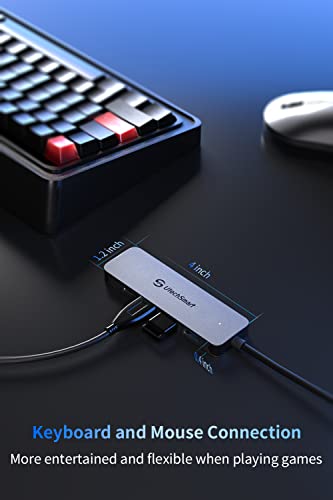 UtechSmart USB Hub, 4-Port USB 3.0 Hub, Ultra-Slim USB Adapter for Laptop, 5Gbps Fast Data Transfer, USB 3.0 Splitter for Dell, HP, MacBook (Grey) - color: Grey