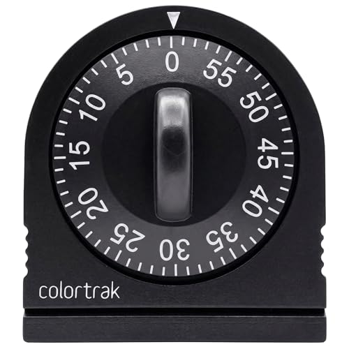 Colortrak 60 Minute Wind Up Timer, Salon Hair Color Processing Timer, Mechanical Visual Countdown for Chemical Services, Tanning, Kitchen, and Kids Activities, No Batteries Required, Black