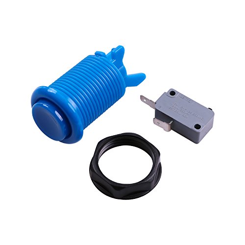 6 Piece HAPP Type Standard Arcade Push Button with Microswitch for Mame/Jamma/Arcade Video Games - 30MM Arcade Buttons (Blue)