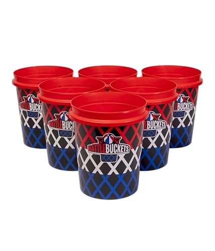 Battle Buckets – Giant Yard Pong and Basketball Game with 12 Buckets, 2 Balls, Carrying Bag, and Air Pump – Outdoor Game for Lawn, Backyard, Beach, and Parties