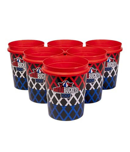 Battle Buckets – Giant Yard Pong and Basketball Game with 12 Buckets, 2 Balls, Carrying Bag, and Air Pump – Outdoor Game for Lawn, Backyard, Beach, and Parties