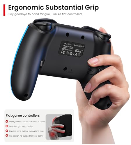 Wireless Switch Controller for Nintendo Switch/Switch 2/Lite/OLED Controller, Switch Controller with a Mouse Touch Feeling on Back Buttons, Extra Switch Pro Controller with Wake-up,Programmable, Turbo Function - color: Red+Blue