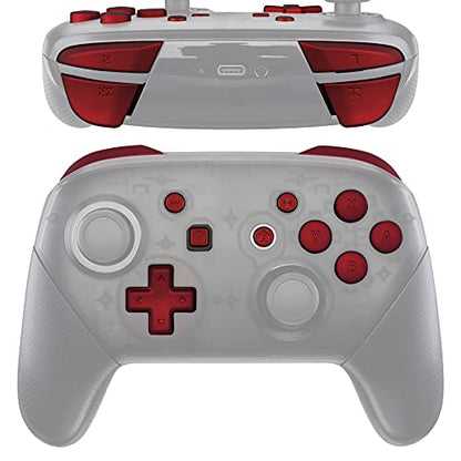 eXtremeRate Red Repair ABXY D-pad ZR ZL L R Keys for Nintendo Switch Pro Controller, Glossy DIY Replacement Full Set Buttons with Tools for Nintendo Switch Pro - Controller NOT Included - color: Scarlet Red