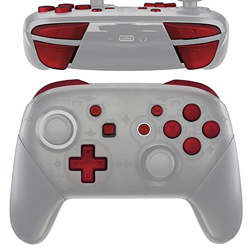 eXtremeRate Red Repair ABXY D-pad ZR ZL L R Keys for Nintendo Switch Pro Controller, Glossy DIY Replacement Full Set Buttons with Tools for Nintendo Switch Pro - Controller NOT Included - color: Scarlet Red