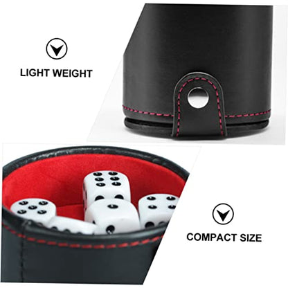 1set Leather Dice Storage Cup Set Lid Pu Leather Double-Layer Dice Container Includes Dices Quiet Shaker for Games Comfortable Grip for and Travel