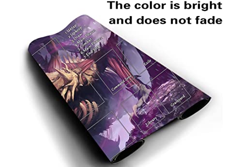 MTG Playmat, Game Play Mat for MTG TCG 24 x 14 inches Trading Card Inked Game Playmats with Storage Bag Smooth Rubber Surface Battle - color: Zombie Dragon With Zones1