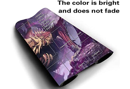 MTG Playmat, Game Play Mat for MTG TCG 24 x 14 inches Trading Card Inked Game Playmats with Storage Bag Smooth Rubber Surface Battle - color: Zombie Dragon With Zones1