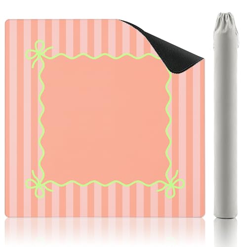 Orange Pink Mahjong Mat (32.5” x 32.5”) with Carrying Bag Non Slip Noise Reduction Gaming Mat Rubber Mahjong Table Cover Accessoriesfor Poker Board Games Dominoes - color: Orange Pink