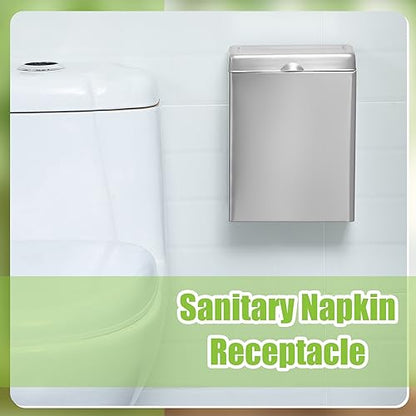 Tioncy Sanitary Napkin Receptacle, Tampon Disposal Bin Wall Mounted Tampon Holder Stainless Steel Sanitary Napkin Disposal Bins for Home Office Public Restrooms Bathroom(Natural Color, 1 Piece) - color: Natural Color