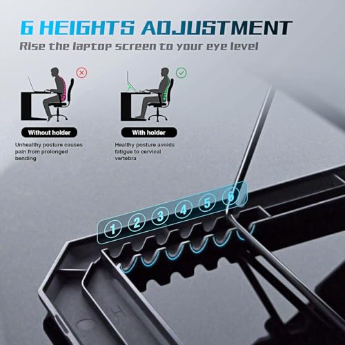 Laptop Cooling Pad with Thermoelectric Cooler and 4 Fans, Powerful Laptop Cooler, Independent Control, Multi-Gear Adjustment, RGB, 14-21 Inch Laptop Stand (14"/15.6"/17"/21")