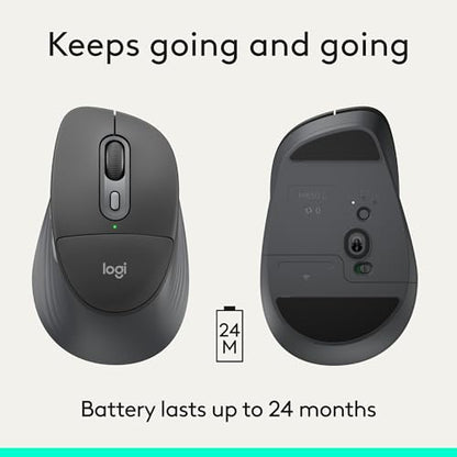 Logitech Signature Comfort Plus M850 L Wireless Mouse Bluetooth - Graphite | Bluetooth, palm cushion, 24-month battery, customizable buttons, for Windows, Mac, iPad - color: Graphite, style: With Palm Cushion