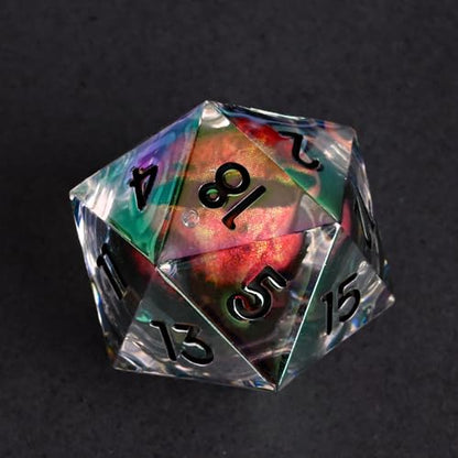 Electroplated Resin Dice Set, Resin Edge Sharp for Dungeons & Dragons RPG, MTG Board Games with Gift Box(Electroplating Red Longan) - color: Electroplating Red Longan