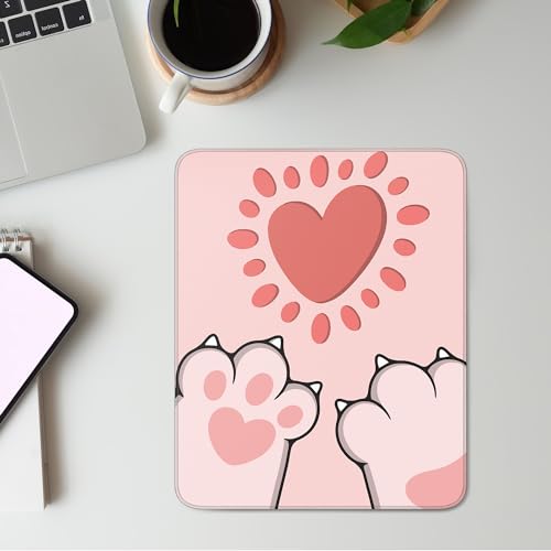 Cute Cat Paws Square Mouse Pad,Pink Cat Paws Mouse Pads for Wireless Mouse Desk Accessories,10"X8" Travel Mousepad with Non-Slip Rubber Base, Stitched Edge Mouse Pads for Desk,Computers,Laptop,Office - color: S-5