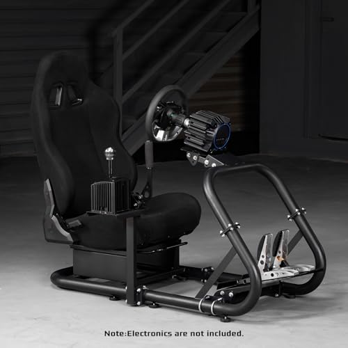 Dardoo Racing Simulator Cockpit Frame with Black Seat for 12Nm Direct Drive | for Logitech G27 G29 G920 G923, for Moza/Thrustmaster/Fanatec, Adjustable Racing Stand, not Included Wheel Pedal Handbrake