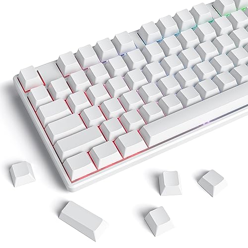 128 Key Blank Keycaps, Thick PBT, Custom Gaming Keycaps, Minimalist White Keycap for US/ISO Layout 60% 65% 75% Mechanical Keyboard(White) - color: White without engraving