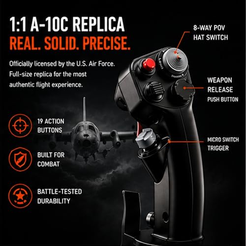 Thrustmaster HOTAS Warthog A10 Replica Flight Stick & Throttle Set - PC | 1:1 A-10C USAF licensed replica, H.E.A.R.T sensors, dual-engine control, 55 programable buttons, 8-way hat, all-metal build - style: Warthog Bundle