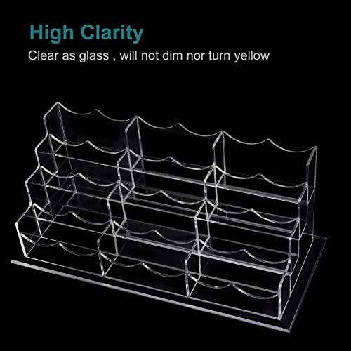 Vevitts Business Acrylic Card Holder Display for Desk, 12 Slots 4 Tiers Multiple-Clear Acrylic Business Card Stand Set, Holds Approximately 600 Cards
