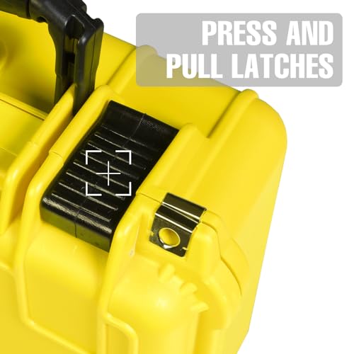 Jack Boss 14x 11.5x 6.5 Inch Hard Case, Portable Weather Waterproof Protective Camera Case with Customizable Foam, Fit Use of Drones, Camera, Equipments, Yellow - color: YELLOW, size: 13.6x11.4x6 in