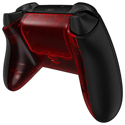 eXtremeRate Custom Back Cover Shell for Xbox Series X & S Controller, Clear Red Replacement Battery Cover & Bottom Shell - color: Clear Red