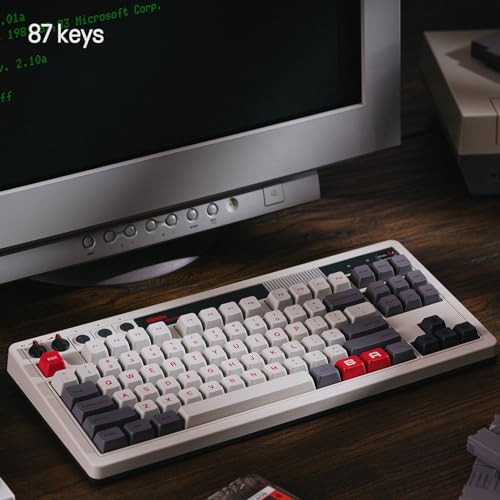 8Bitdo 87 Keys Retro Mechanical Keyboard Bluetooth/2.4G/USB-C, Hot Swappable, Dual Super Programmable Buttons, Volume knob for Windows and Android - N Edition - color: N Edition