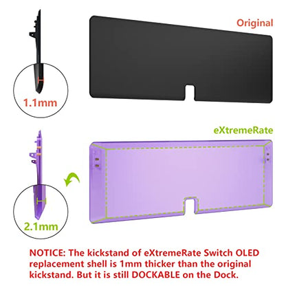 eXtremeRate DIY Full Set Shell for Nintendo Switch OLED, Replacement Console Back Plate & Kickstand, Custom NS Controller Housing with Full Set Buttons for Nintendo Switch OLED - Clear Atomic Purple - color: Clear Atomic Purple
