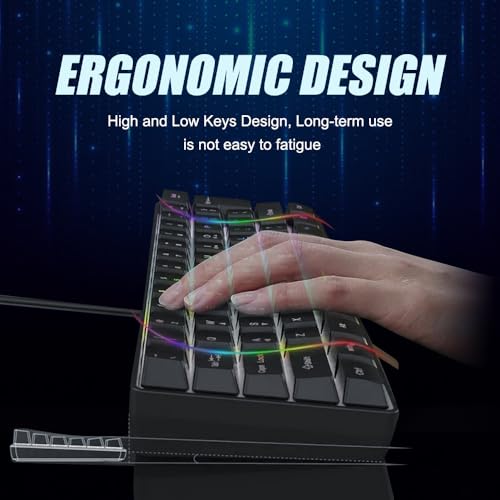 abucow 60% Gaming Keyboard Minimalist Portable Wired Ultra-Compact Mini Imitation 61 Keys RGB Backlit Keyboard (Black) - style: Black