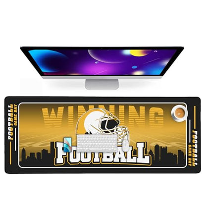Football Desk Mat, Large Stitched Edges Gaming Mouse Pad, Yellow Black City Design Keyboard Mat for Laptop Computer Desktop - 31.5x12 Inch for Football Fans - color: Yellow Black Football