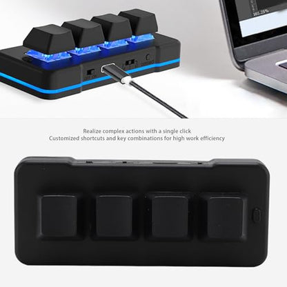 Mini 4 Key Keypad Mechanical Gaming Keyboard, RGB Blue Switch 4 Key Macro USB Keypad, 2.4G One Handed Mini Programmable Keyboard
