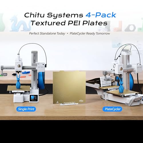 Chitu Systems 4 Pack Textured PEI Build Plates for Bambulab A1 Mini | Magnetic Spring Steel Sheets with Hook for PlateCycler C1M, 184x184mm High Adhesion Replacement - size: Extra 4 PEI Double Textured Kits