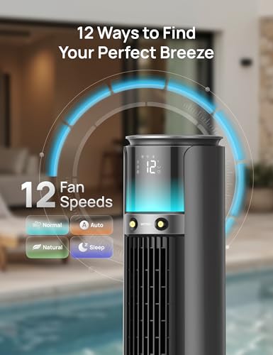 DREO TurboCool Outdoor Misting Fan 711AS, 33 ft/s High Velocity, 20dB Quiet | 12 Speeds, 4 Modes, 150° Customizable Oscillating, Smart Standing Fan for Bedroom, DC Motor, IPX4-rated Weather Resistant - color: Charcoal