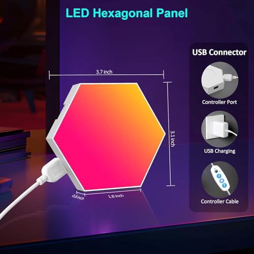 Kangtaixin Hexagon LED Lights 20 Pack - RGB Wall Panels with Music Sync, Smart App & Remote Control, DIY Modular Hex Light for Gaming Room, Bedroom, Living Room, Wall Decor - size: 20 Pack