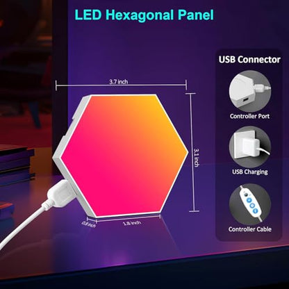 Kangtaixin Hexagon LED Lights 20 Pack - RGB Wall Panels with Music Sync, Smart App & Remote Control, DIY Modular Hex Light for Gaming Room, Bedroom, Living Room, Wall Decor - size: 20 Pack