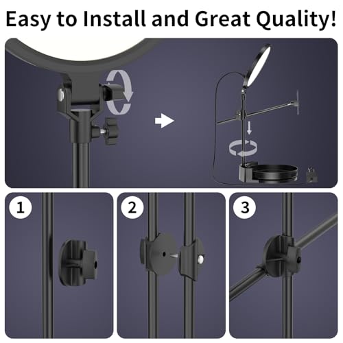 Selfie Light Kit for Desk and Laptop,55W Dimmable Full Screen Ring Light,with Rotating Storage Box,Pen Holder Stand,Phone Holder and Controller (Maya Blue, 10.5) - color: Maya Blue