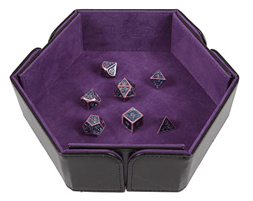 Forged Dice Co. 6.5 Inch Magnetic Folding Dice Tray - Portable Folding Dice Rolling Tray for DND & D&D - Quiets Rolling Metal Dice, Folds Flat - Purple - color: Purple