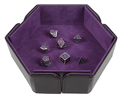 Forged Dice Co. 6.5 Inch Magnetic Folding Dice Tray - Portable Folding Dice Rolling Tray for DND & D&D - Quiets Rolling Metal Dice, Folds Flat - Purple - color: Purple