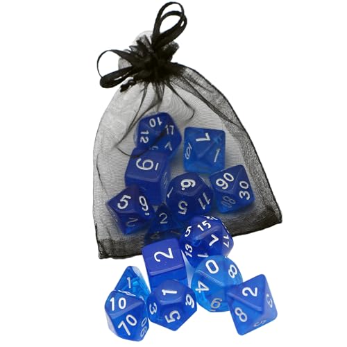 DND Dice Set -7 Polyhedral Dices Suitable for Dungeons&Dragons RPG, MTG Role Playing Table Games - Premium Quality, Durable, and Precision Balanced (Transparent Blue) - color: Transparent Blue