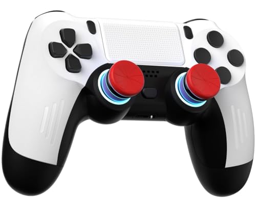 ThinTree Wireless Controller Compatible for PS-5/Pro/Slim/PC, Hall Effect Sticks & 7 RGB LED Mode & Haptic Feedback & 1000 mAh Battery & Motion Sensing, 3.5mm Audio Jack - color: Black and White
