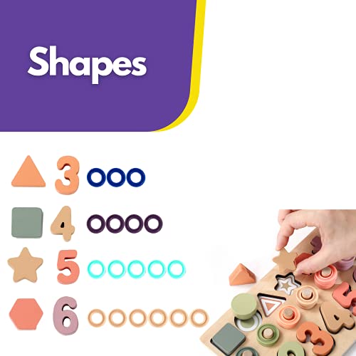 GeroCrew Toddler Montessori Toys Teaches Number, Counting, Math, Stacking Fun Preschool Learning Activates for Boy and Girl | Year Old Boy Gifts and Beyond! (Macaron) - color: Macroon