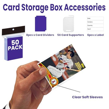 1 Pack Trading Card Storage Box, 3200 Count Card Box, 5 Row Toploader Case - size: 1-PACK