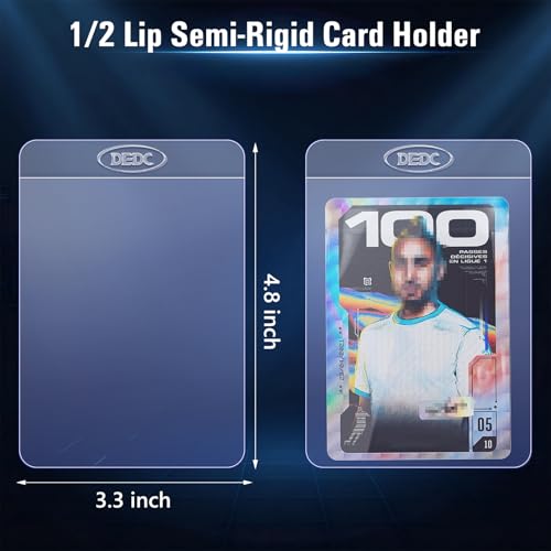 DEDC 50Pcs Semi Rigid Card Holder, Semi Rigid Card Sleeves 1/2 Lip Semi-Rigid Tall Card Holders Trading Card Sleeve for PSA, SGC, BGS, CSG Graded Card Protector - style: 50PCS