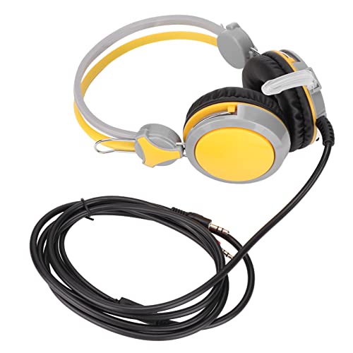 Noise Cancelling Gaming Headphones Clear Sound and Microphone for Computer Players (Yellow) - color: Yellow