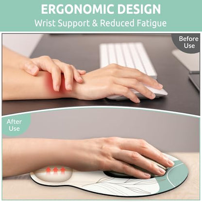 KONVINIT Ergonomic Mouse Pad with Wrist Rest, Small Mousepad with Non-Slip Rubber Base and Smooth Surface, Blue Mouse Pads for Desk, Office Desk Accessories - color: Morandi