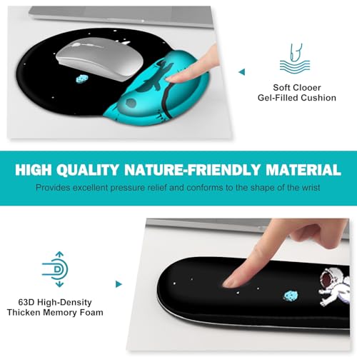 Gaming Mouse Pad, Large Desk Mat, Cute Desk Pad Protector, 4in1 XXL Mousepad + Keyboard Wrist Rest+Mouse Wrist Rest+Coaster Set with Ergonomic Desk Pad for Home Office PC Computer, Cool Space Alien - color: Cool Space Alien