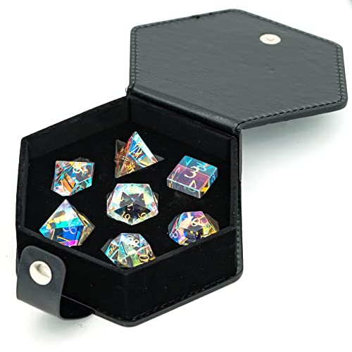 UDIXI Prism Glass Dice Set, 7PCS Rainbow Glass DND Dice for Tabletop Games | Premium Gift Box, DM Gift, for Dungeons and Dragons Role Playing Games - color: Rainbow Prism