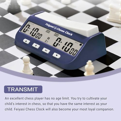 Chess Clock, Competition Specific Chess Timer, Portable Digital Electronic Large Screen Chess Clock,Suitable for Timers in Chess, Go, Checkers, and Other Board Games (Navy Blue) - color: Navy Blue