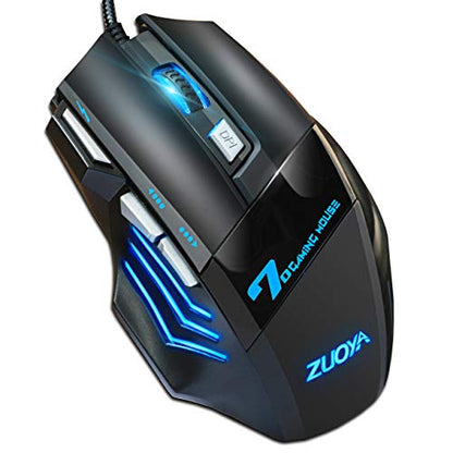 Professional Gaming Mouse Wired,4 DPI Adjustable, LED Backlight,USB Optical Mice for Laptop PC Computer Games & Work (MMR3 PRO-Black)